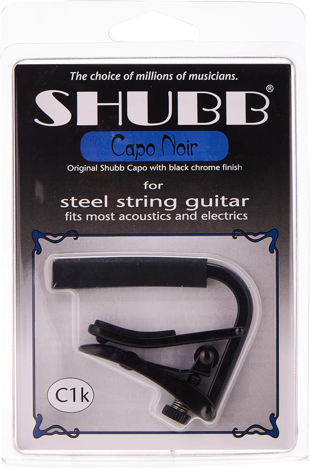 C1K Shubb Capo Noir Series Acoustic Guitar Capo - Black Chrome