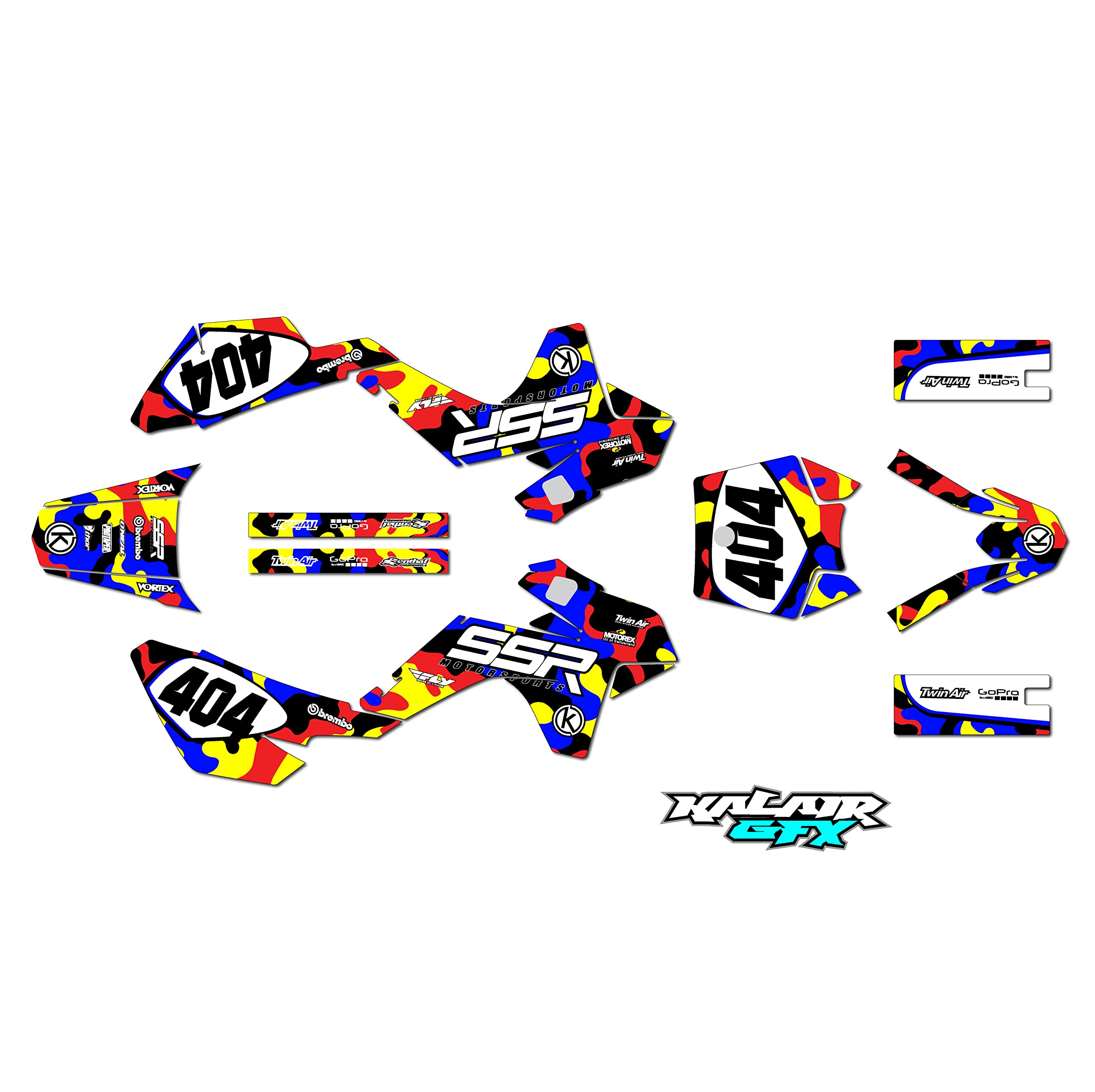 Kalair GFX Graphics Kit for SSR SSR70 SSR110 SSR125 (2021+) Invasion Series Krazy 09 Mil - Dirt pit bike motorcycle stickers, dirtbike racing automotive decal motocross accessories no-plastics