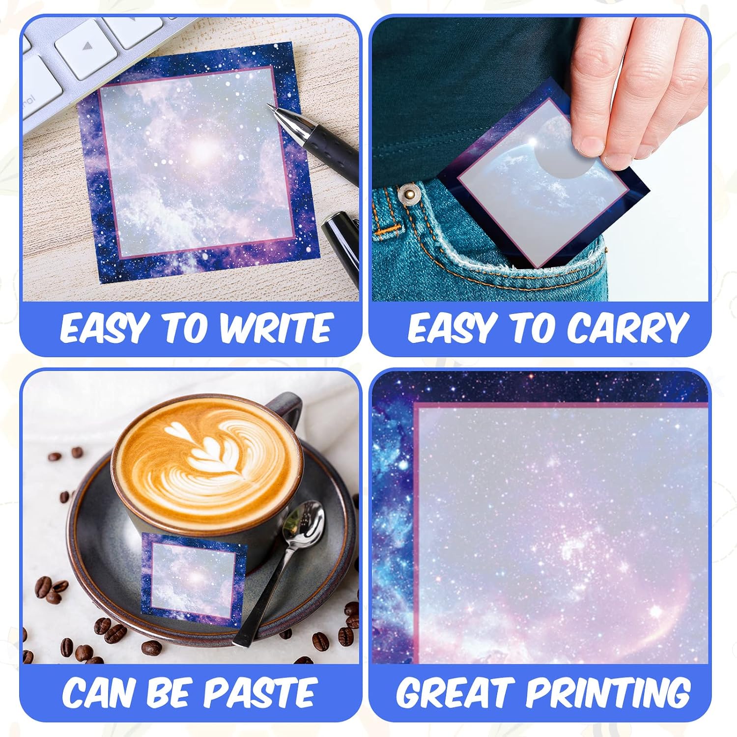 9 Pieces Galaxy Sticky Note Adhesive Galaxy Memo Notes Self-Stick Note Pads for Reminders, Study, Work, Office, School and Home, 9 Styles image 4