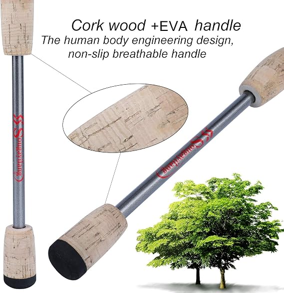 Sougayilang Flexible Fishing Rods, Spinning Rods & Casting Rods, Lightweight Trout Rods 2 Pieces Cork Handle Crappie Fishing