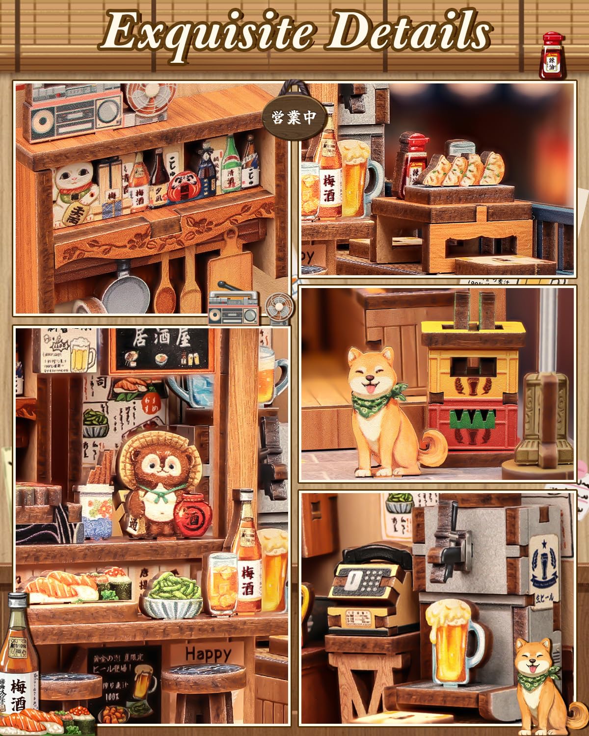 Endless Limit Book Nook Kit, 3D Puzzle Wooden Dollhouse with LED, Sakura Wine Alley, Bookshelf Decor - Image 3