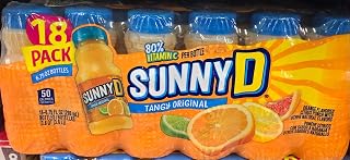 Sunny D Tangy Original Orange Flavored Citrus Punch, 18 Pack, 6.75 oz Bottles, 80% Vitamin C