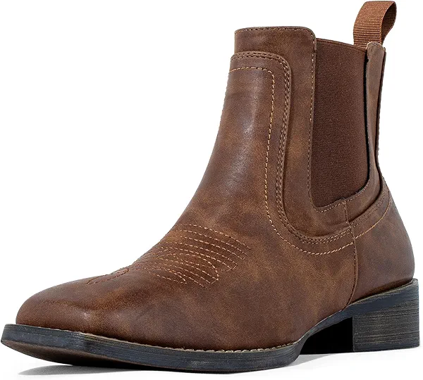 J's.o.l.e Cowboy Boots for Men Western Square Toe Ankle Chelsea Boots