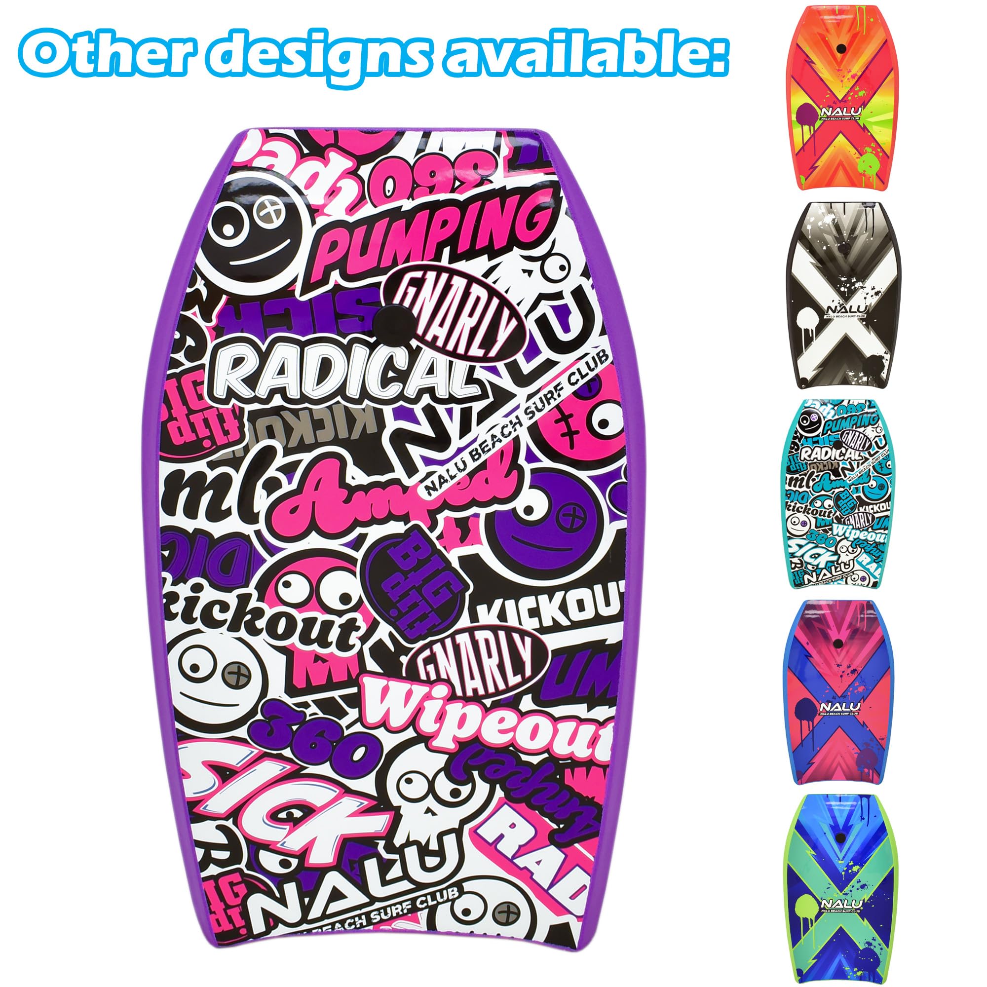 Nalu Bodyboard Cross Bodyboard en EPS avec laisse et bouchon Violet 104,1 cm