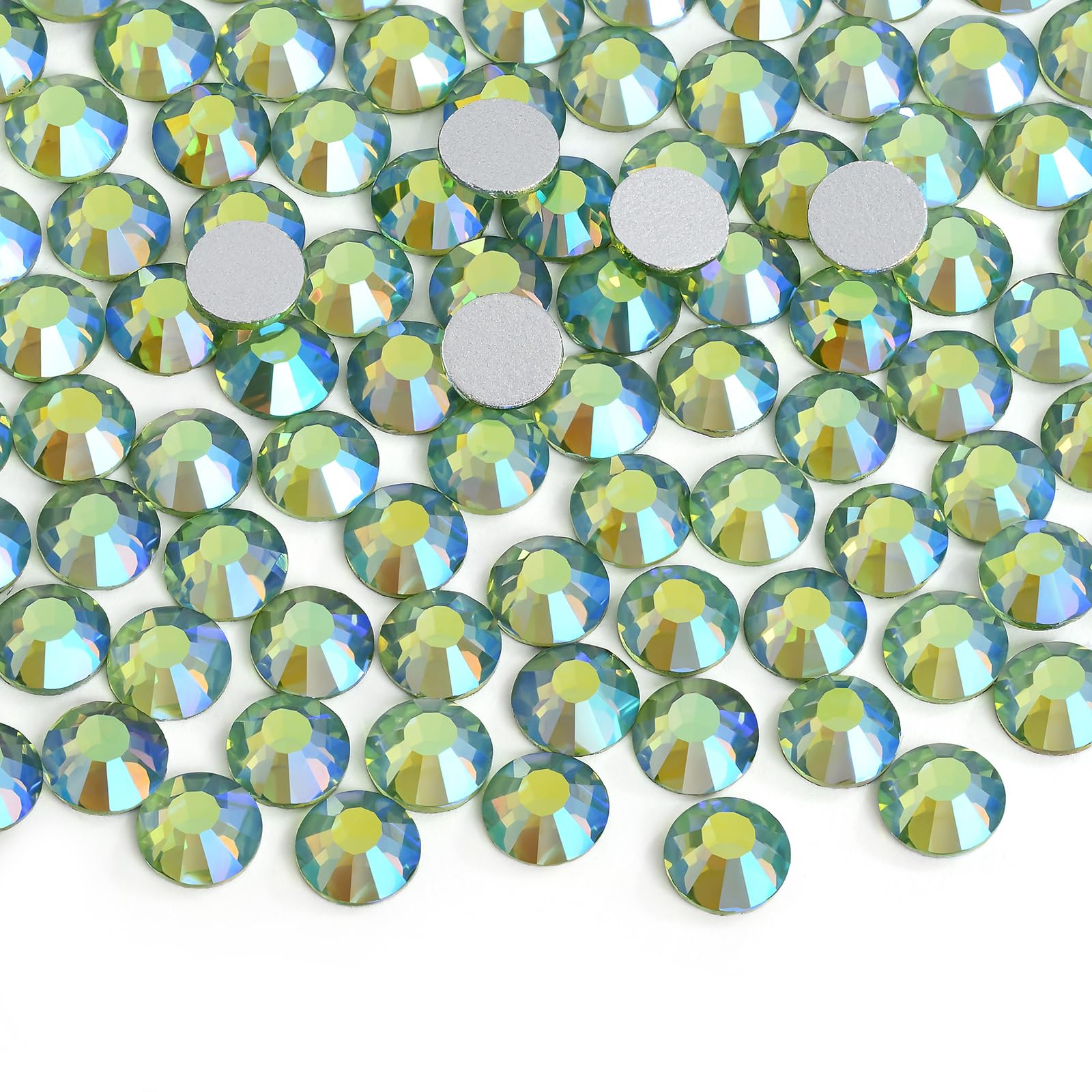 Jollin Crystal Flatback Rhinestones for Crafts 4.8mm SS20, Light Green AB