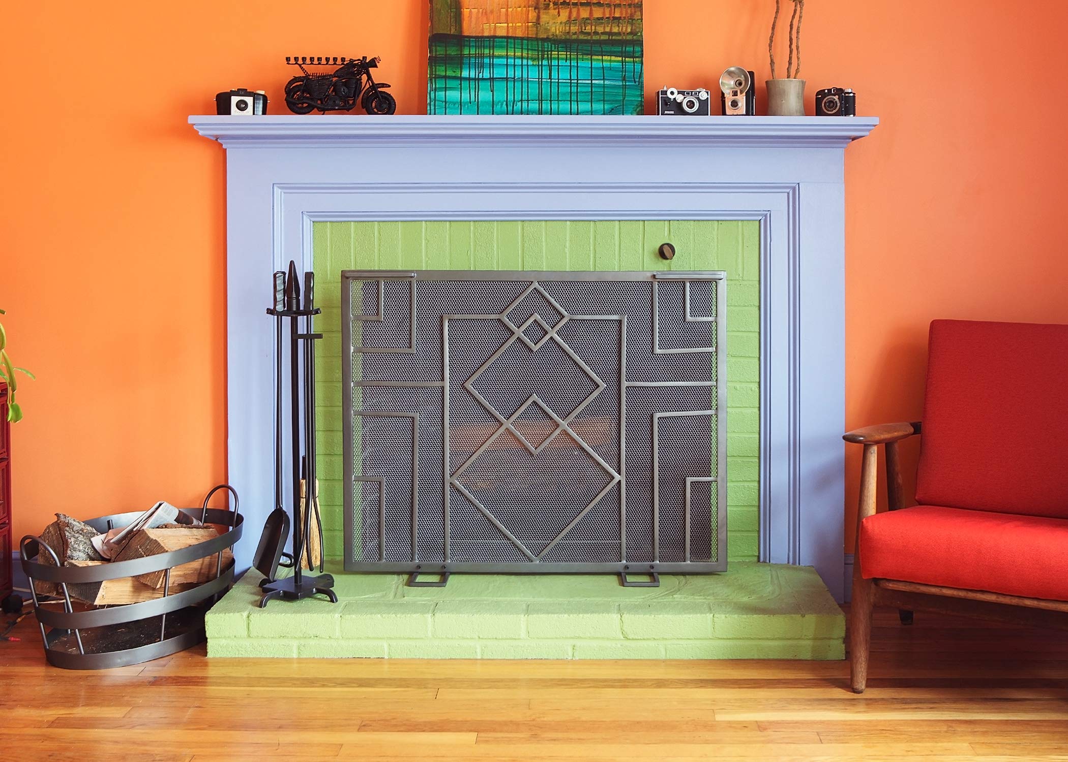 Minuteman International Wright Design Flat Fireplace Screen, 38 x 30-in