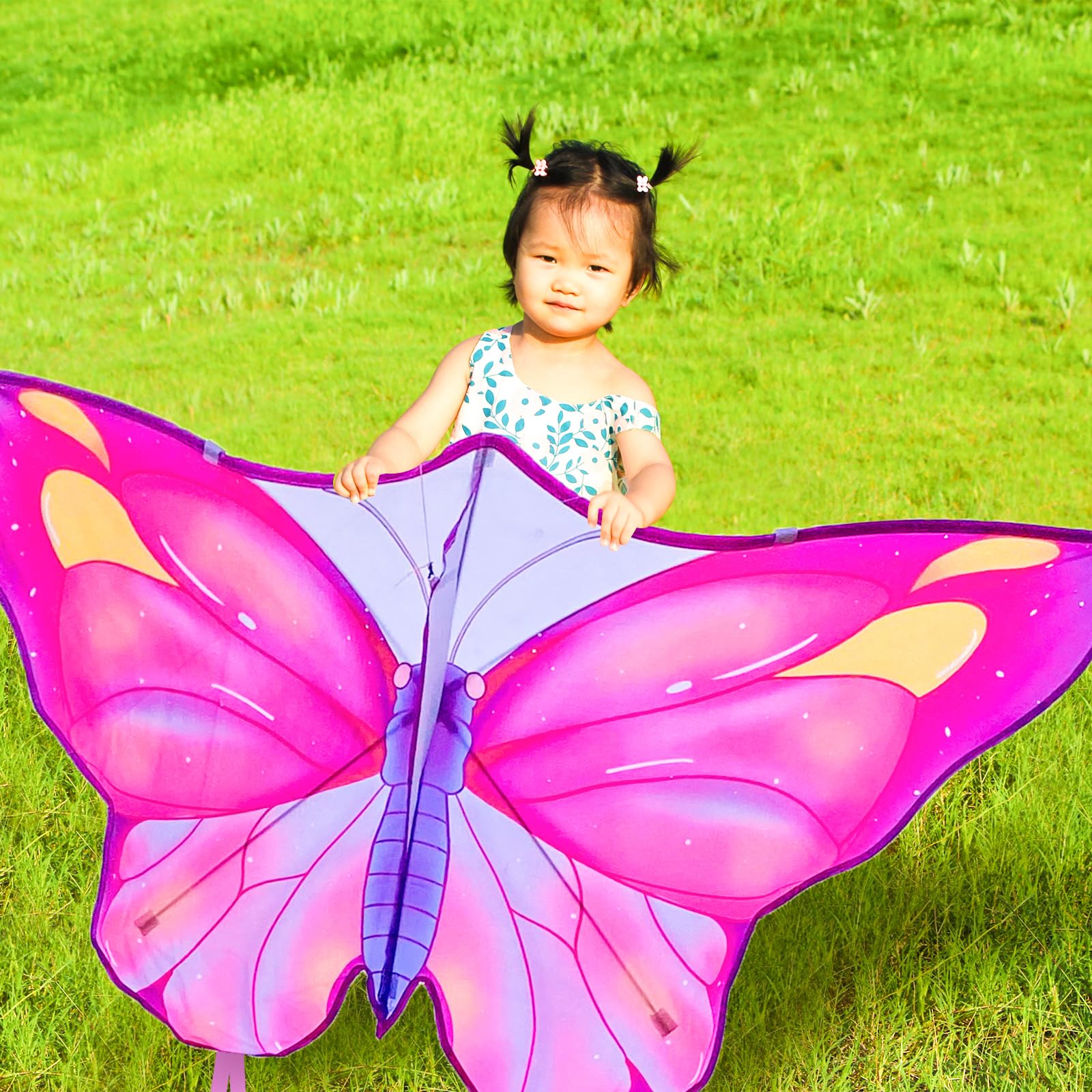 Hoohaha Butterfly Kites are Easy to Fly for Children and Adults. Large Single line Couple Kite for Outdoor Activities at The Beach, with About 300 feet Kite Handle. (Violet)