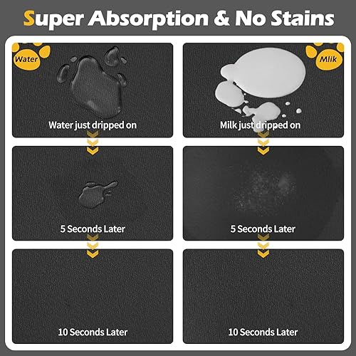 Miniatura 3 de Tapete de alimentación para mascotas, tapete absorbente para comida y agua, accesorios para perros, suministros para mascotas, cuenco de agua para