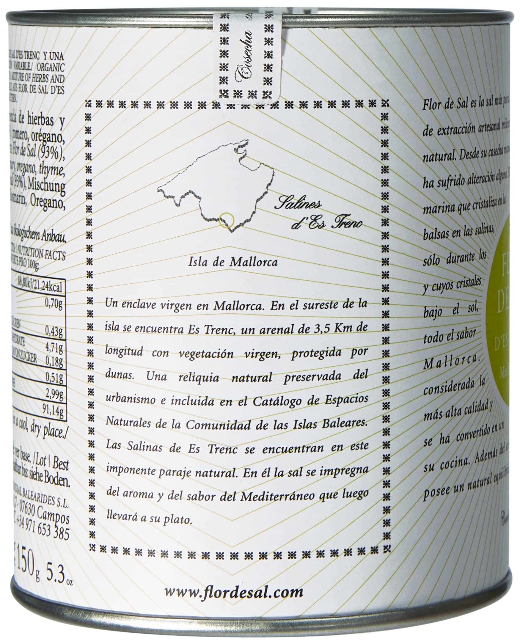 Gusto Mundial Flor de Sal d'Es Trenc Mediterranea sól 150 g | surowa, naturalna sól morska z Majorki | z ziołami śródziemnomorskimi