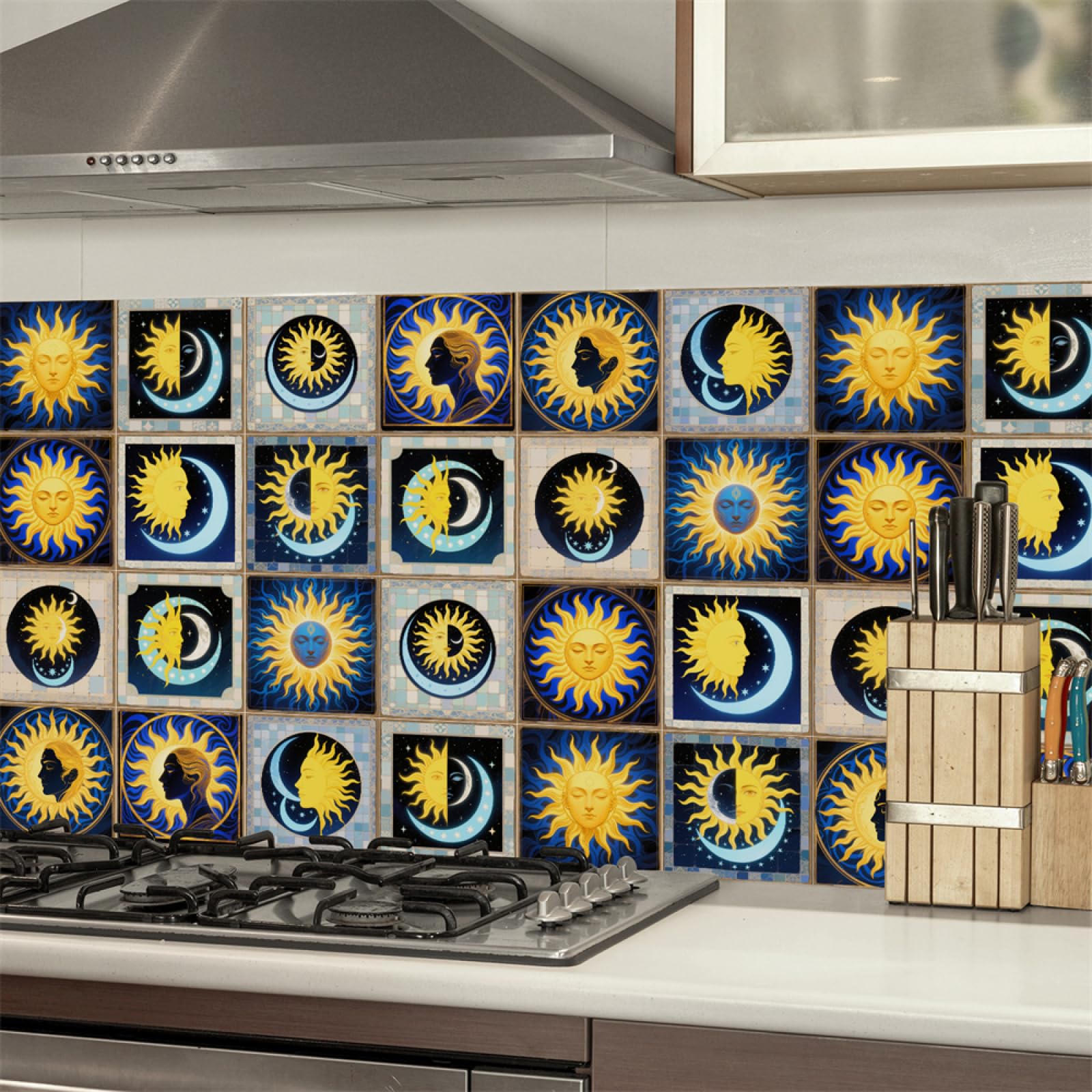 LMYSXAOZ Stick on Tiles 15X15CM Yellow Sun Peel and Wall Stickers Waterproof Oil Proof PVC Decorative for Kitchen Washroom Bedroom,Floor