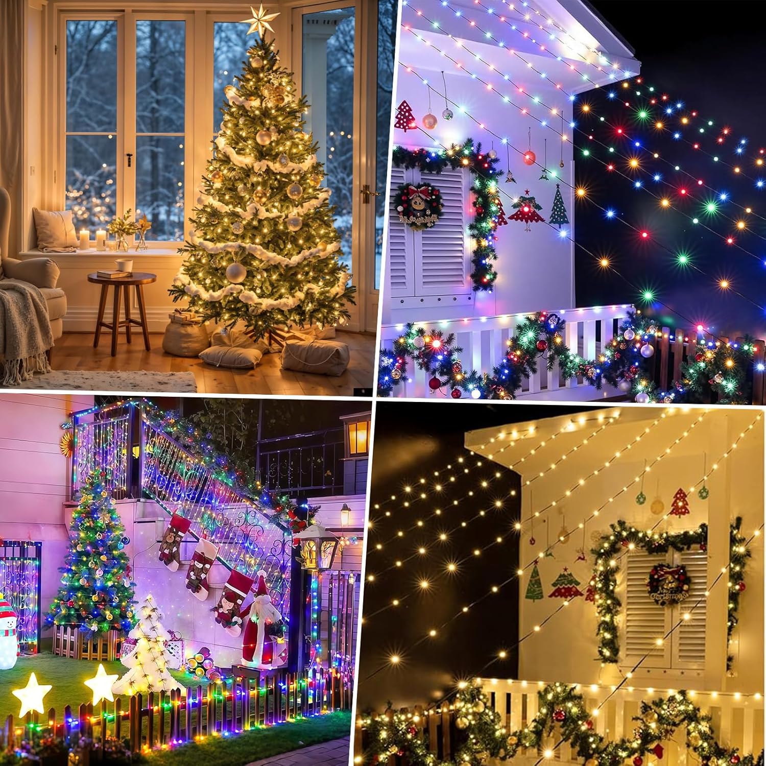 Decute 500LED Christmas Tree Lights Fairy String Light 164FT Green Copper Wire Warm White and Multicolor Dimmable with Remote, UL Cerficated Twinkle Light for Party Wedding Indoor Outdoor Decor