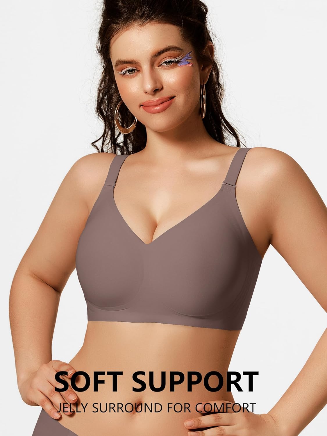 COCOMARTS Jelly Bras for Women No Underwire Push Up Seamless Supportive Plunge Bra Full Coverage Comfortable Bralettes - Image 4