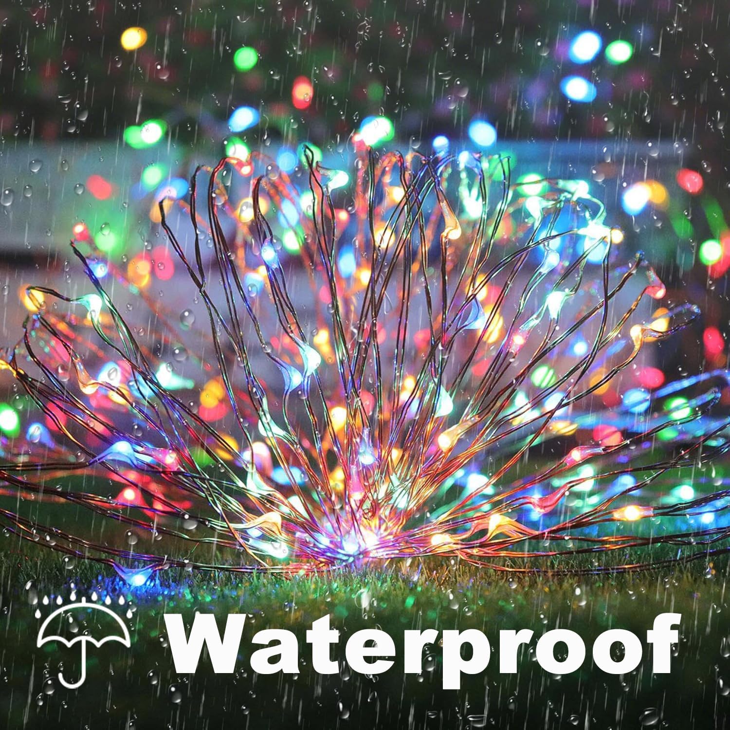 Lomotech Solar Fairy Lights Outdoor, 2 Pack Total 66ft 200 LED,Multicolor image 3