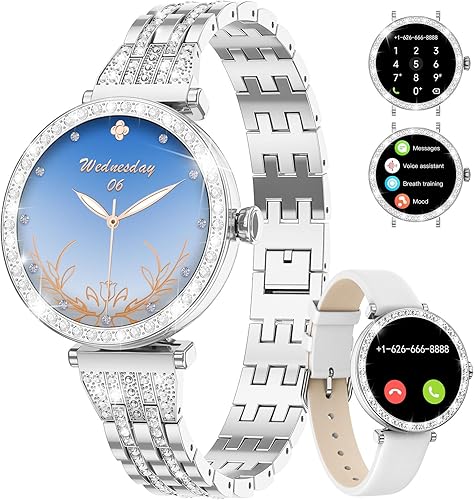 Reloj inteligente para mujer, llamadas telefónicas con Bluetooth para Android iPhone de 1.19 pulgadas, AMOLED, reloj inteligente para mujer, monitor