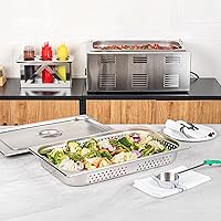 Vista 3 de Restaurantware Met Lux - Sartén de mesa de vapor de 20.5 x 12.8 x 2.5 pulgadas, 1 sartén de hotel de tamaño completo, antiatascos, profundo, sartén