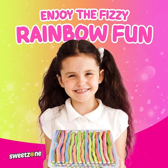 Sweetzone Fizzy Rainbow Pencils 1.1kg | 100pc Halal Sweets Tub