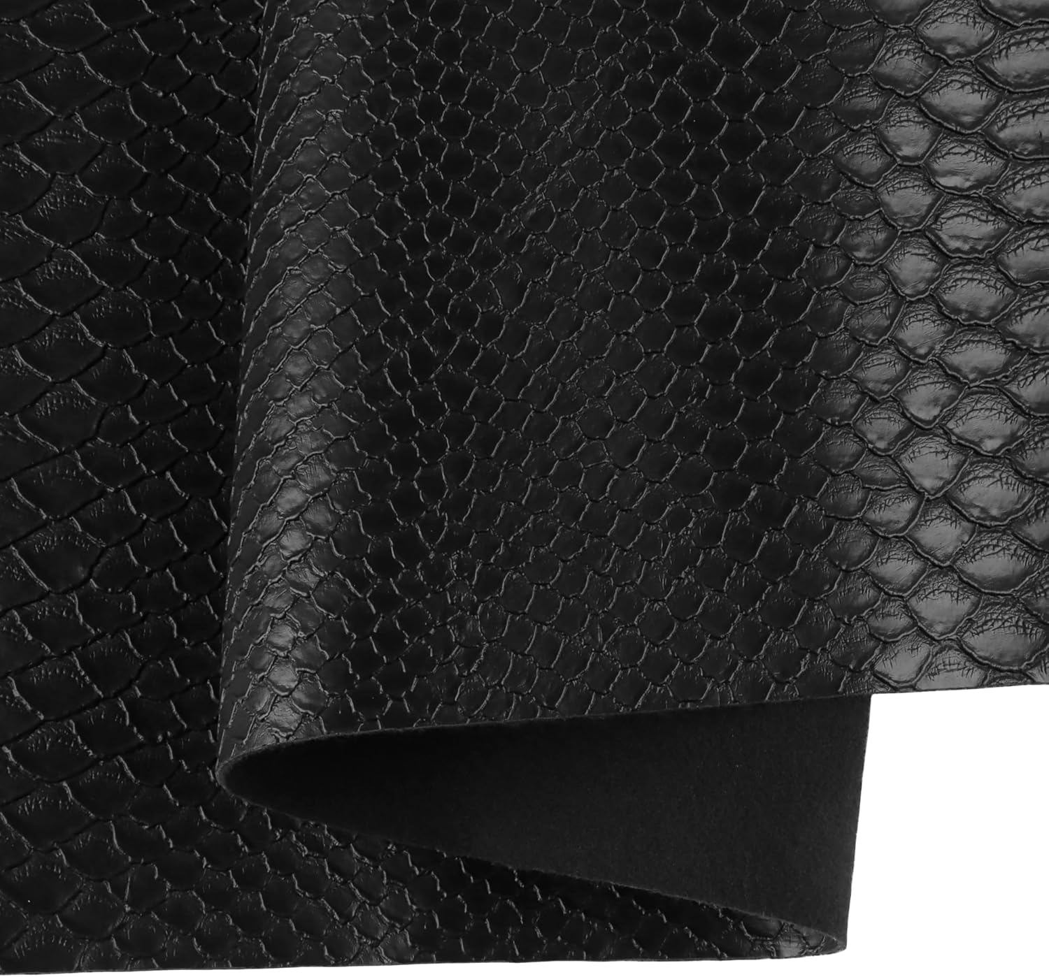 Faux Leather Upholstery Fabric,Black Vinyl Faux Leather Sheets,Replacement Renovate for Upholstery Muscle Car,Furniture,Sofa (Crocodile Black, 1 Yard)
