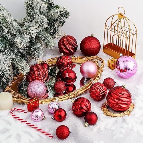 Miniatura 109 de XmasExp Juego de 24 mini esferas de Navidad inastillables para bolas de árbol de Navidad de 1.181 in/1.18 pulgadas (oro rosa)