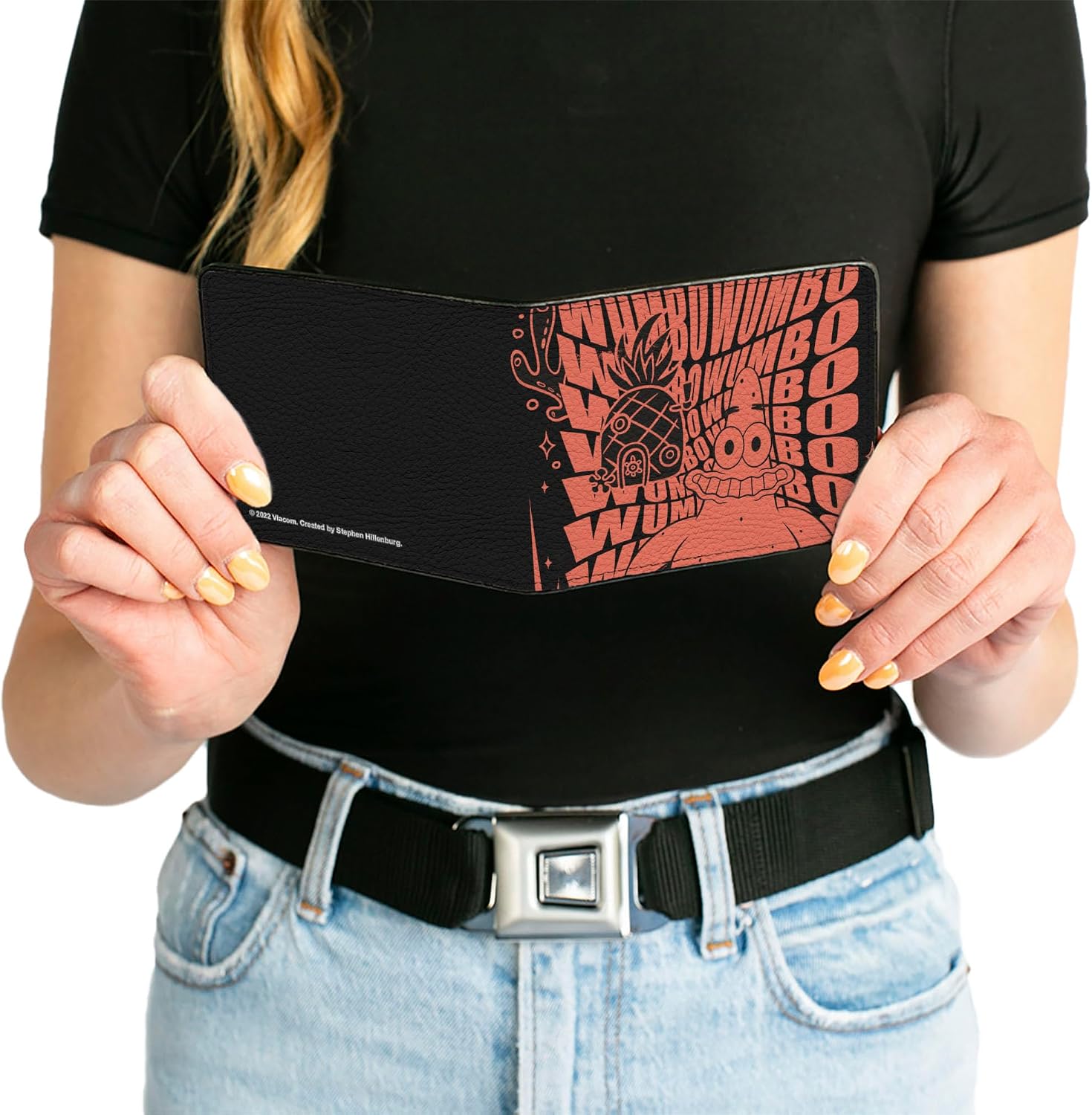 Buckle-Down Nickelodeon Wallet, Bifold, SpongeBob Patrick Star Wumbo Pose Black Red, Vegan Leather