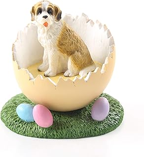 Conversation Concepts Easter Egg Saint Bernard Figurine – Easter Statue Gift: Realistic Hand Painted Sculpture, Nursery, Home Office Desk Decor, Spring Shower Present