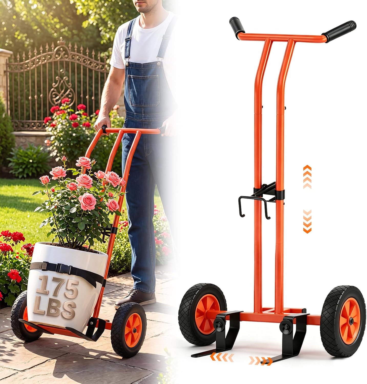 Heavy Duty Plant Caddy with Wheels, Adjustable Plant Dolly for Pots