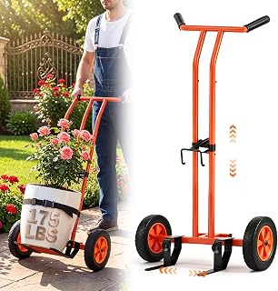 Adjustable heavy-duty plant dolly with handle and rubber wheels