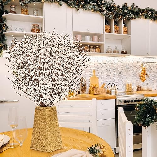 Miniatura 3 de 30 flores de jazmín de invierno de 29.5 pulgadas de largo, flores artificiales de jazmín alto, ramas secas para Navidad, invierno, Año Nuevo, boda,