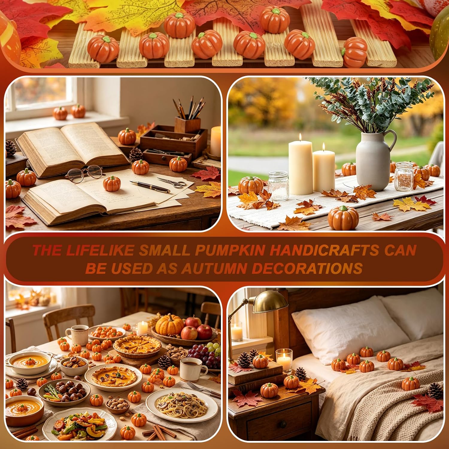 120 Pcs Mini Resin Pumpkins, Small Artificial Pumpkins for Fall Decor