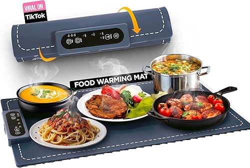 ZenOasis - Tapete de calentamiento para alimentos de 24 x 15 pulgadas con controles de temperatura ajustables, bandeja de calentamiento eléctrica