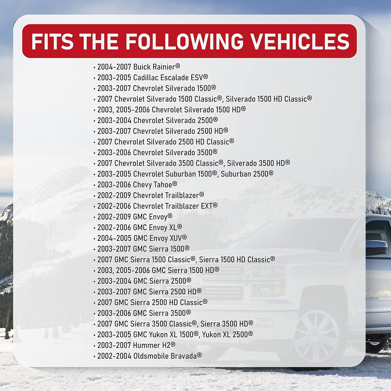 Image displaying a list of compatible vehicle models