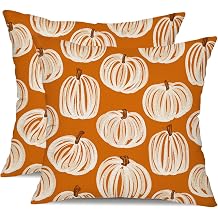 DFXSZ Fall Pillow Covers 18x18 Set of 2 Fall Decor White-Striped Pumpkin