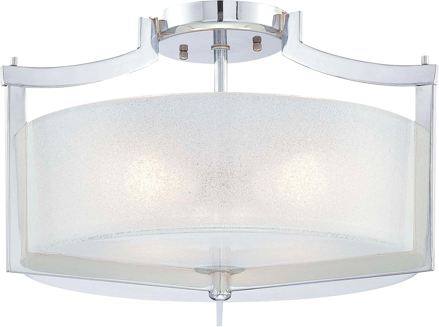 Discount 80% Minka Lavery 4397-77 Clarte Round Glass Lighting Fixture Semi Flush Mount Ceiling Light, 3 Light, 180 Watts, Chrome