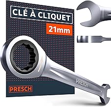 PRESCH 21mm Ratchet Wrench - Minimal Recovery Angle (3°, 120 Teeth) - 15° Offset for Narrow Areas - Precision Machined Heavy Duty Ratchet Spanner