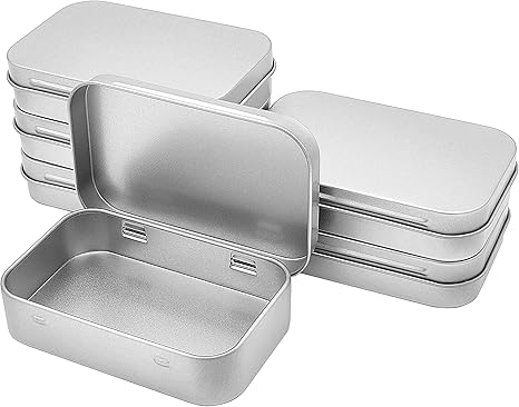 Amazon Westkaiba 6個セットブリキ缶 ミニボックス メタル収納ケース ヒンジ付き蓋 シルバー 長方形コンテナ 小物収納 雑貨入れ シルバー 収納ケース ボックス オンライン通販