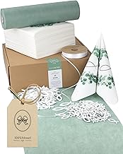 100%Mosel Table Decoration Set - Eucalyptus Wreath & Fish (25-50 Guests) - Complete Set for Communion & Confirmation with Fleece Table Runner, Airlaid Napkins, Scatter Decoration & Satin Ribbon