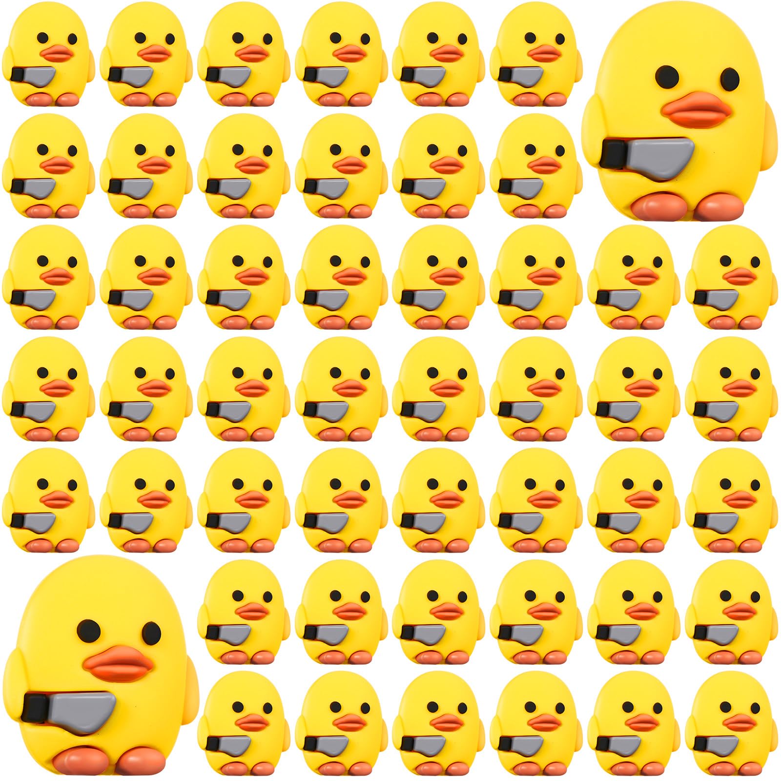 Gejoy 50 Pcs Mini Rubber Ducks Holding Knife Cute Small Rubber Ducks Funny Evil Car Dashboard Ornaments Assorted Figurines Bulk for DIY Crafts Birthday Gifts Holiday Party Favors