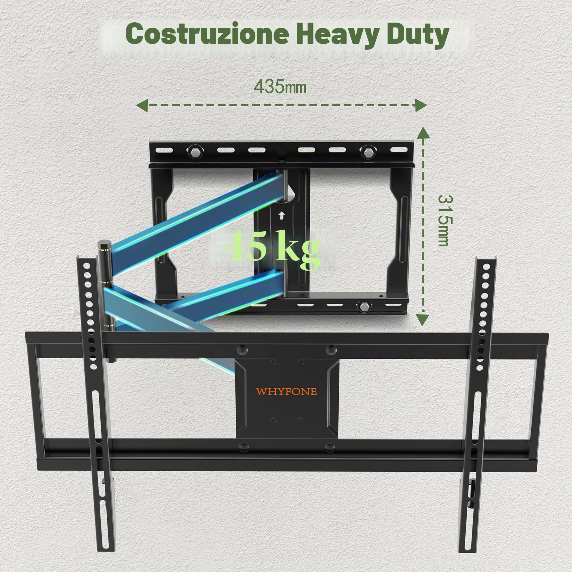 Supporto da Parete per TV da 32 a 75 Pollici, Staffa TV Girevole ed Estensibile con Braccio Articolato da 838mm, Braccio TV Universale Sostiene fino a 45kg Max. VESA 600x400mm
