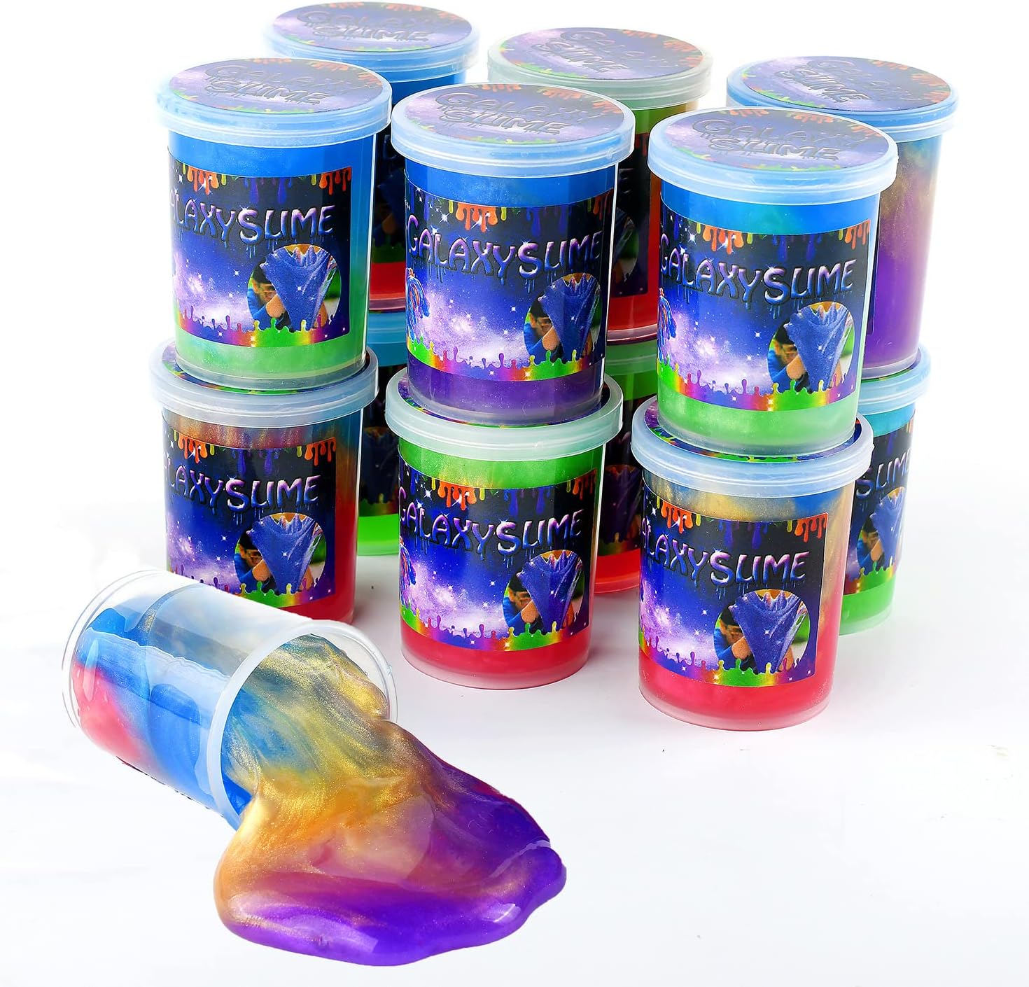 EASYCITYMarbled Starry Slime, 24 Pack Galaxy Sludgy Gooey Fidget Kit for Sensory and Tactile Stimulation, Stress Relief, Prize, Party Favor, Educational Game - Kids, Boys, Girls