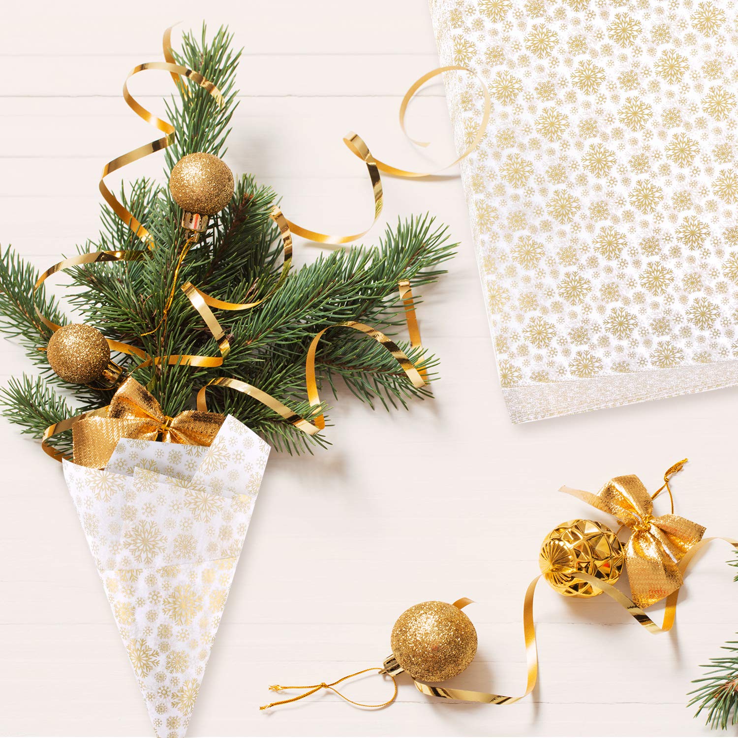 Carta velina natalizia per sacchetti regalo, 60 fogli di carta velina a 3 colori fiocco di neve Star Art sfusa 50 x 50 cm fogli di carta da regalo per fai da