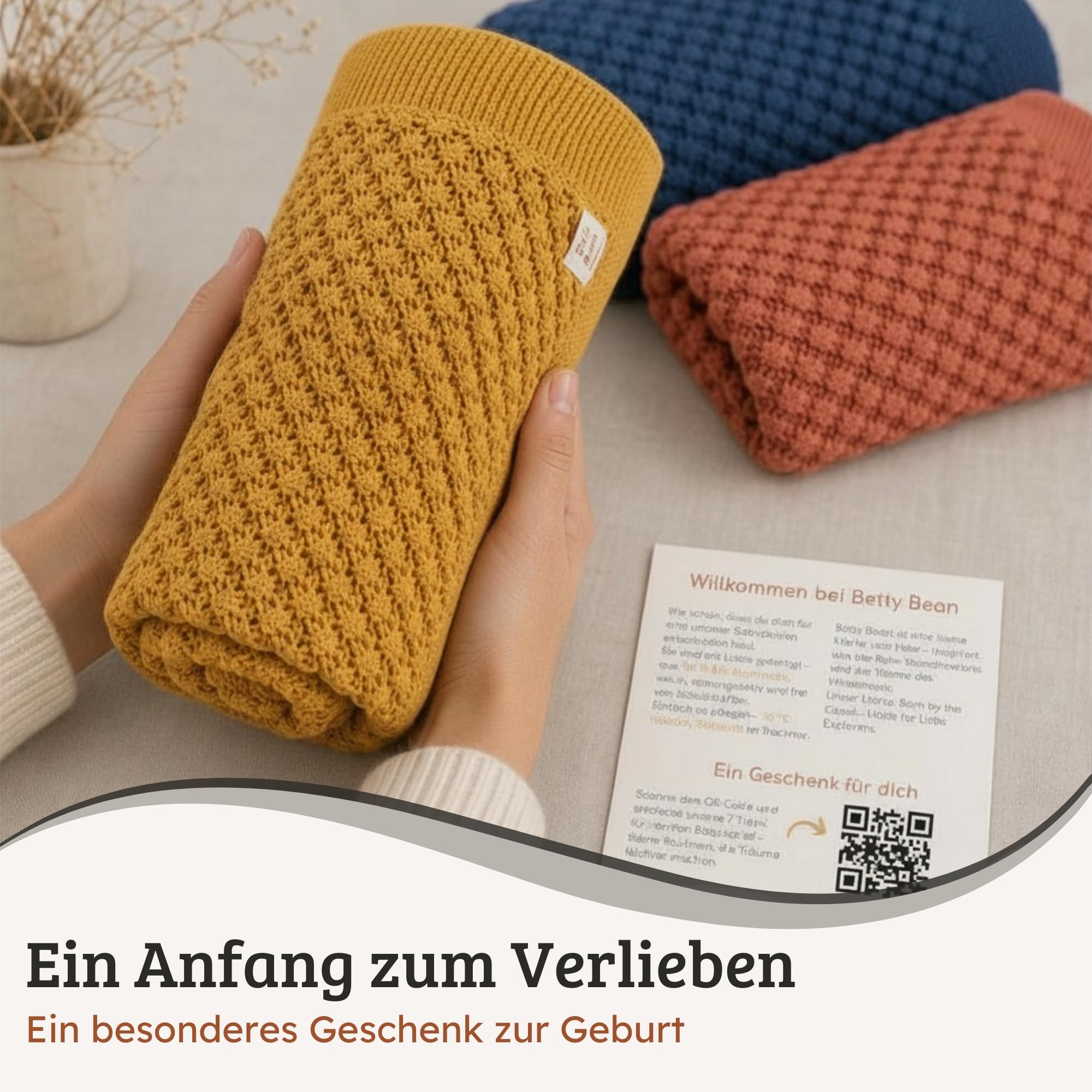 Coperta per neonati in cotone biologico, 100 x 80 cm, maglia spessa, GOTS & Oeko-TEX® Standard 100, facile da pulire 40 °C, passeggino e viaggio, blu fumo