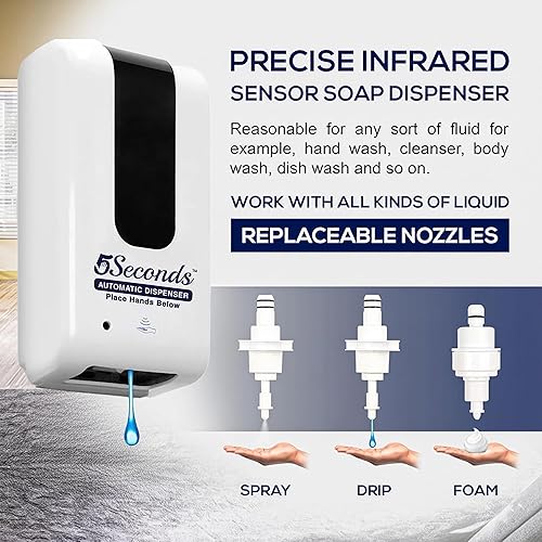 Miniatura 3 de Dispensador automático de jabón sin contacto de 33.8 fl oz, dispensador de desinfectante de manos para montaje en pared, dispensador de jabón con