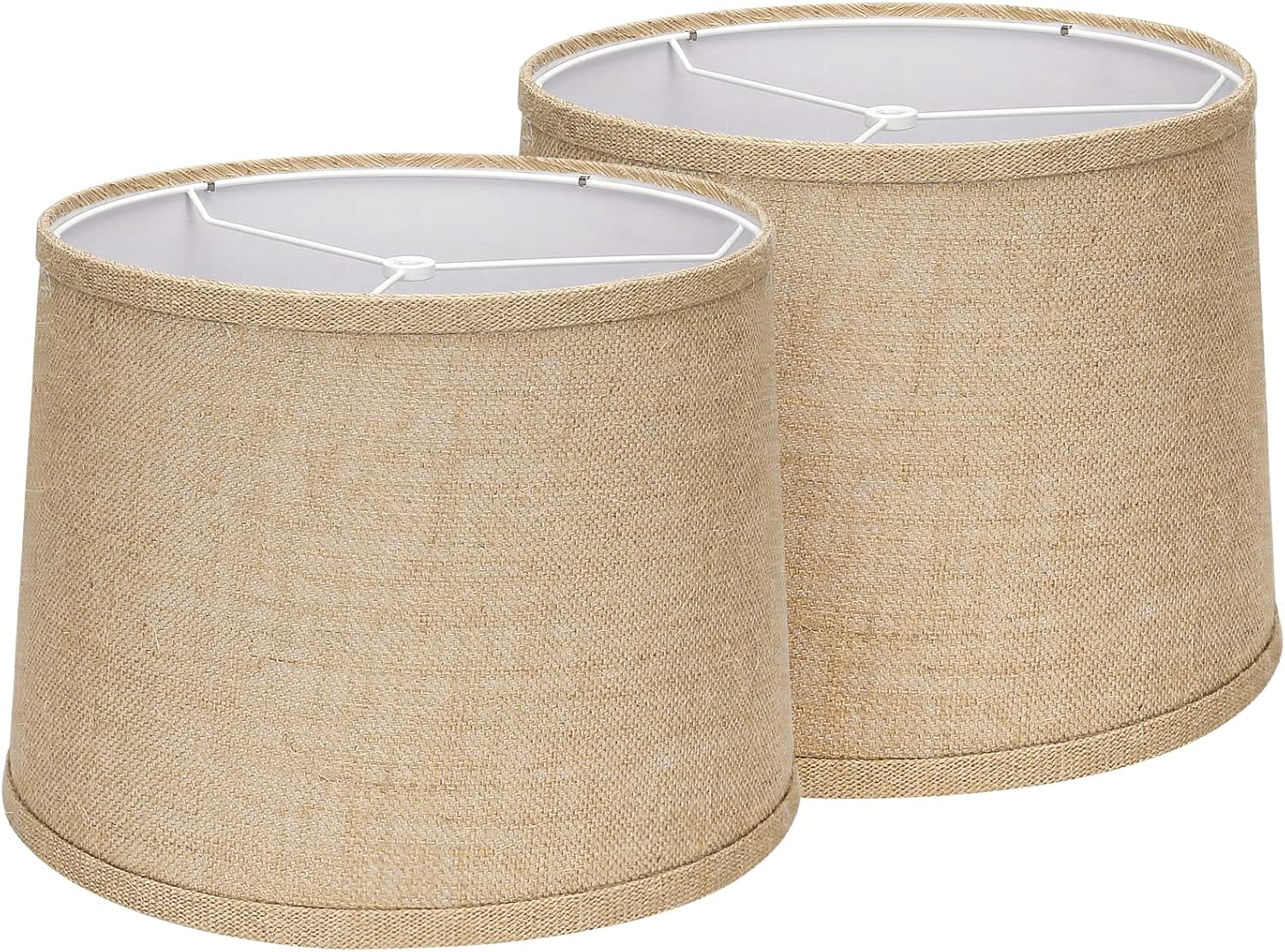 Lampshades Set of 2, Fabric Burlap Lampshades 11.6" Top x 12.6" Bottom