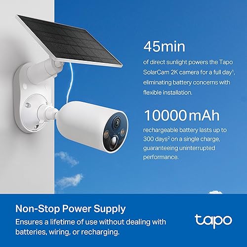 Miniatura 13 de TP-Link Tapo SolarCam 2K, cámara de batería para exteriores con base de panel solar, cámara inalámbrica, 2K QHD, FOV súper amplio de 150°, detección