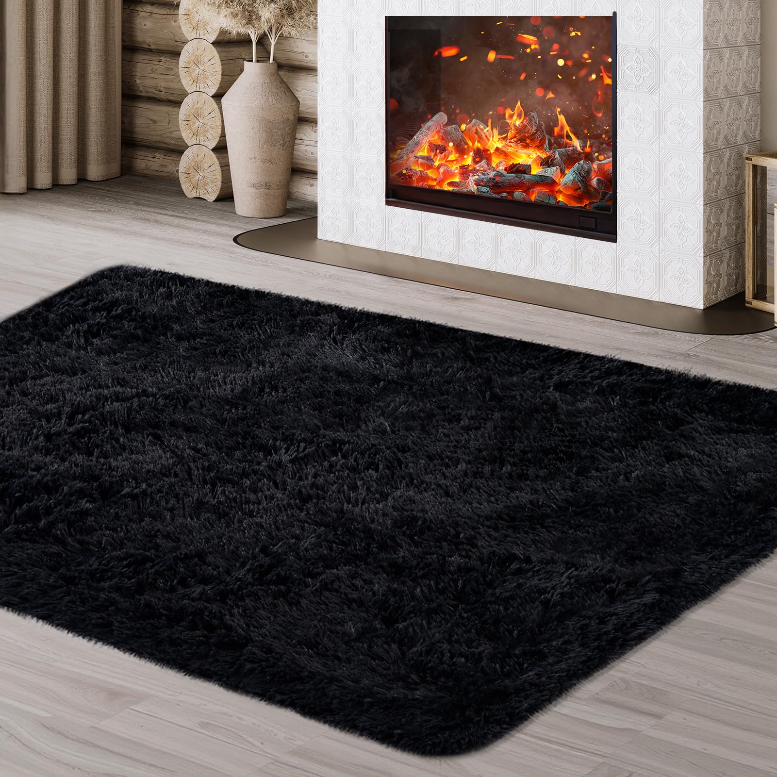JOJOSEE Rugs Living Room, 120 x 160 cm Black Area Rug