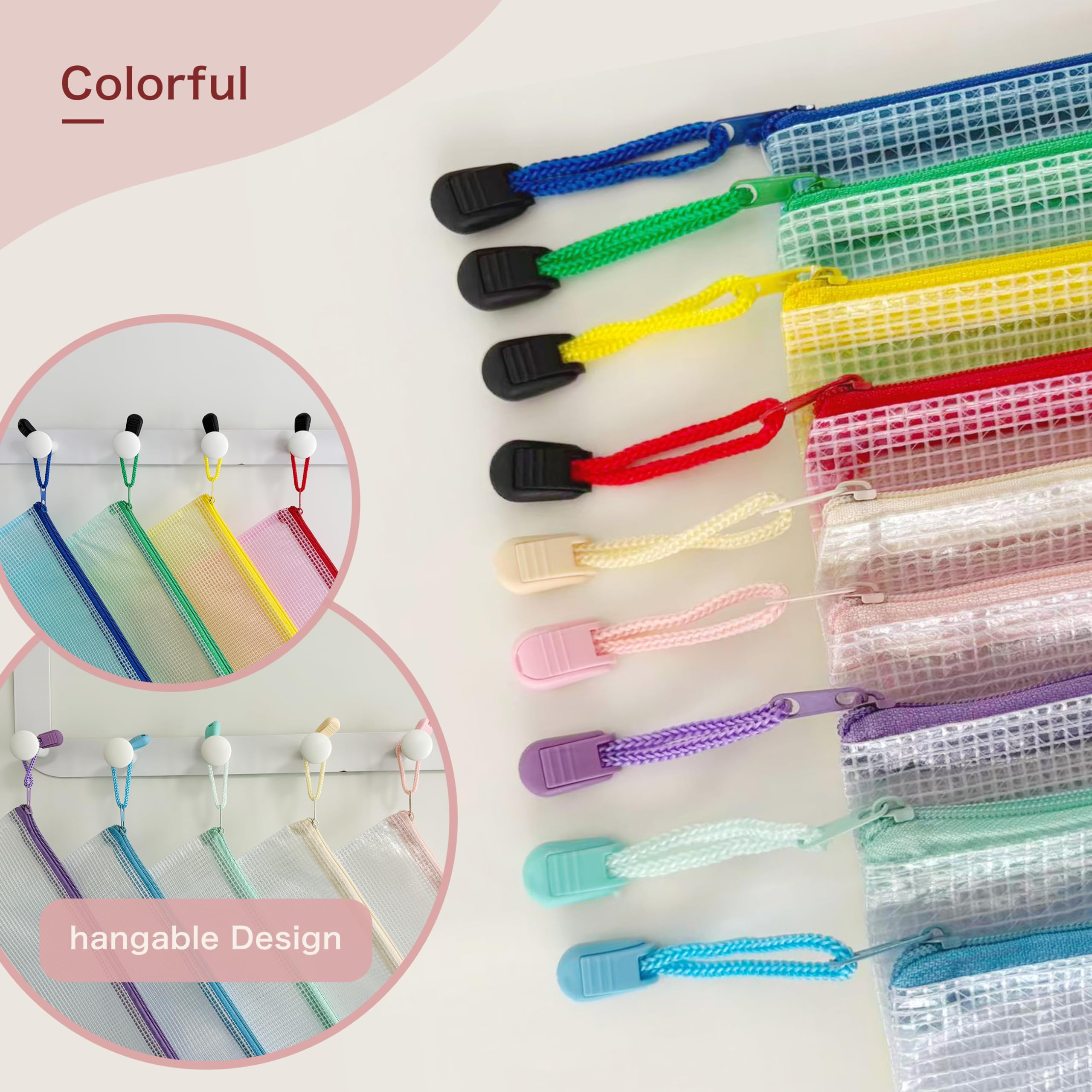 28pcs Mesh Zipper Pouch File Bags A4 Letter Size Zipper Bags for Organizing Storage Waterproof Document Zipper Pouches — view 3