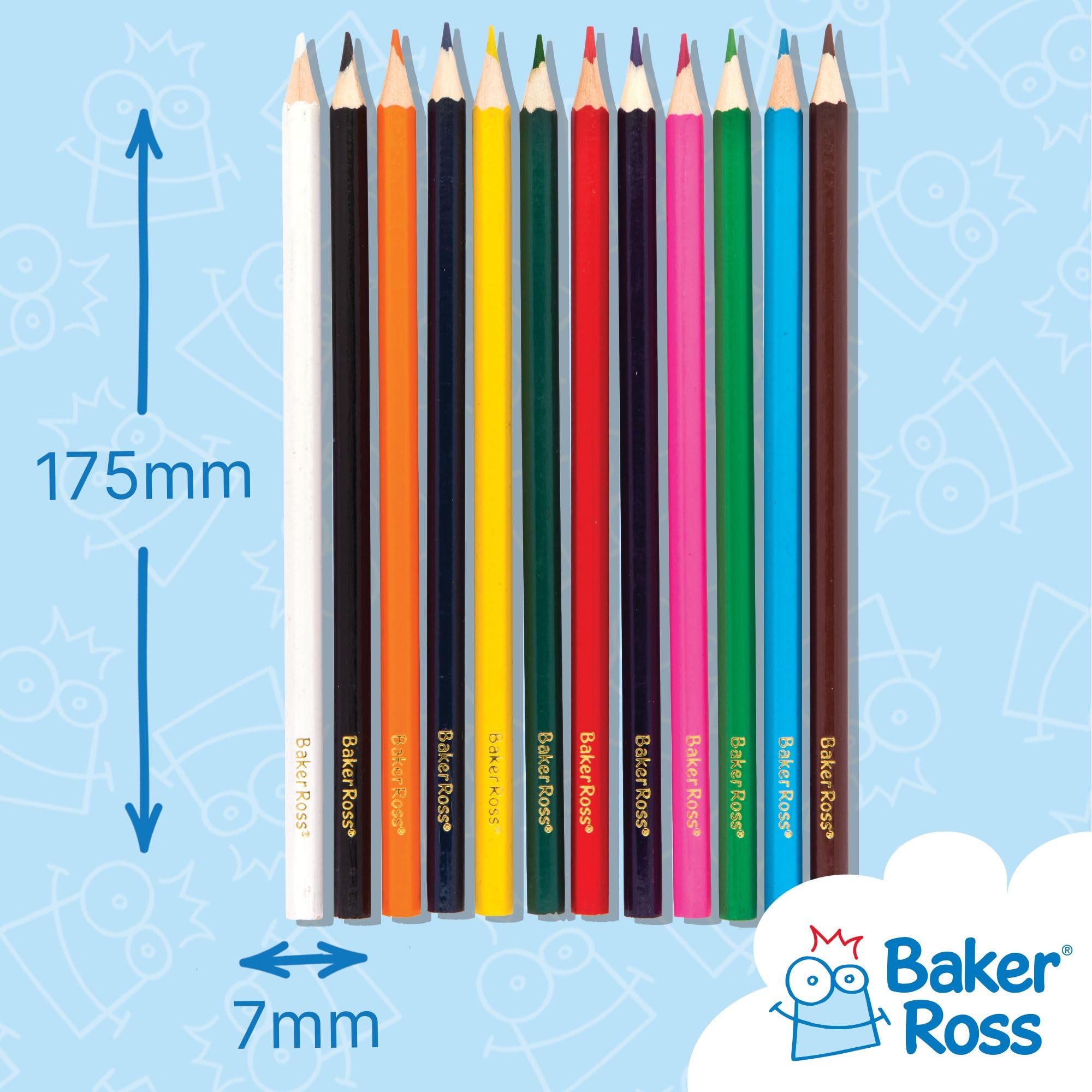 Baker Ross FE416 Ensemble d'art de crayons de couleur - paquet de 180, ensemble de coloriage pour enfants, crayons de couleur pour enfants, fournitures d'arts et d'artisanat