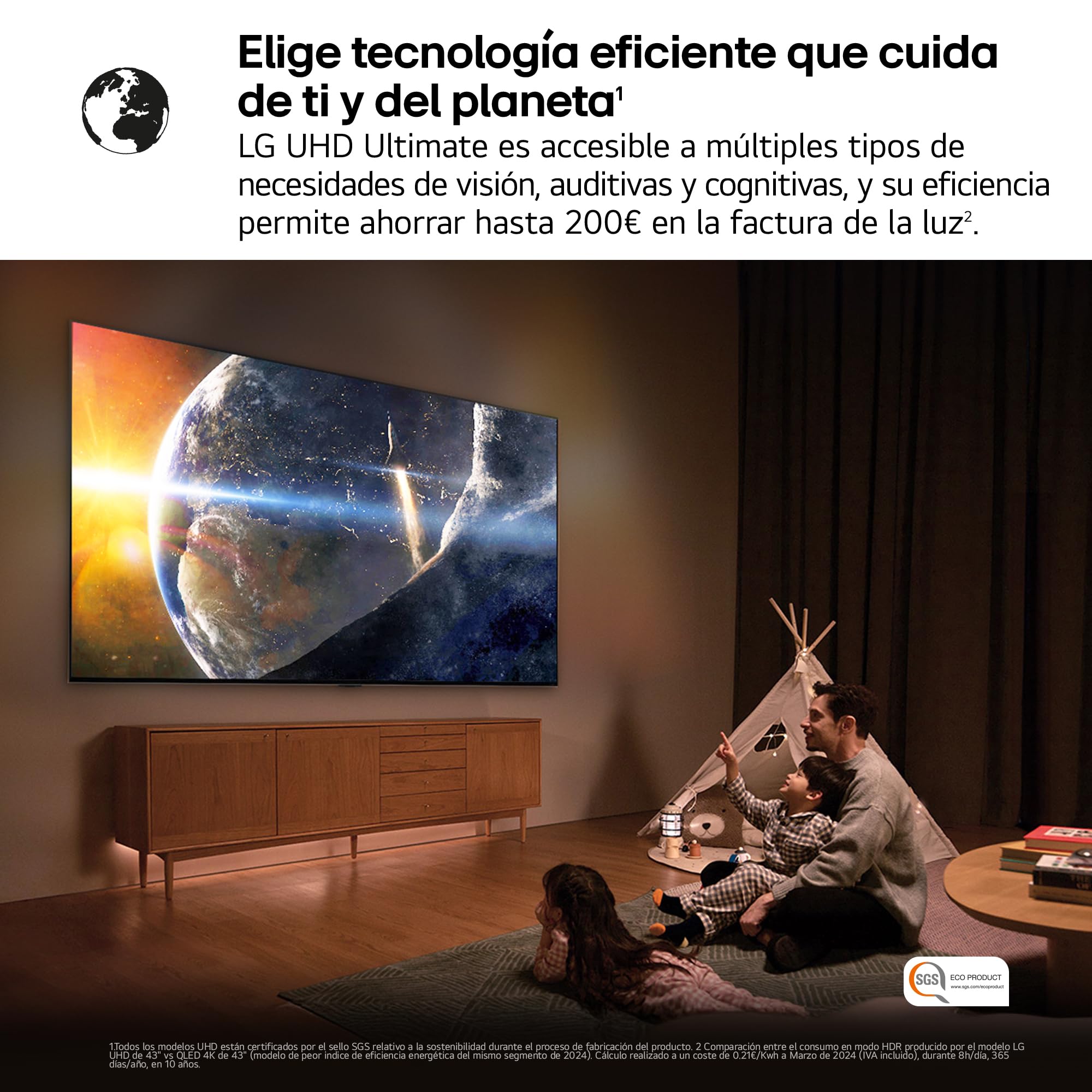 LG 43UA73006LA - TV 43", UHD 4K, WebOS 25, Ultimate IA, HDR10 Pro, Super Upscaling, Dolby Digital Plus, Google Assistant, Negro