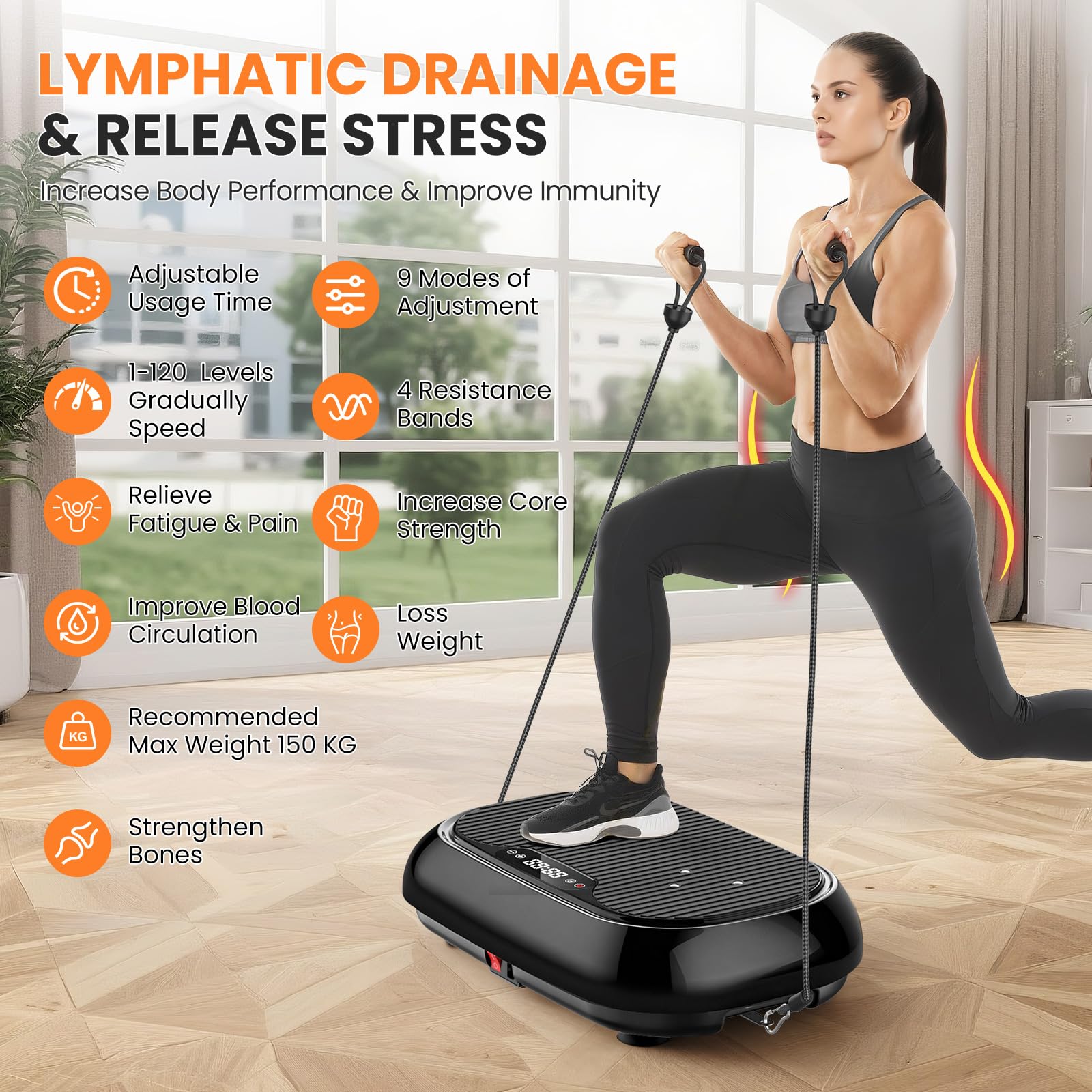 Pedana Vibrante, Pedana Vibrante Dimagrante 120 Livelli e 9 Modalità Automatiche Bluetooth per Circolazione Sanguigna e Alleviare Dolore, Piattaforma Vibrante per Fitness e Allenamento a Casa