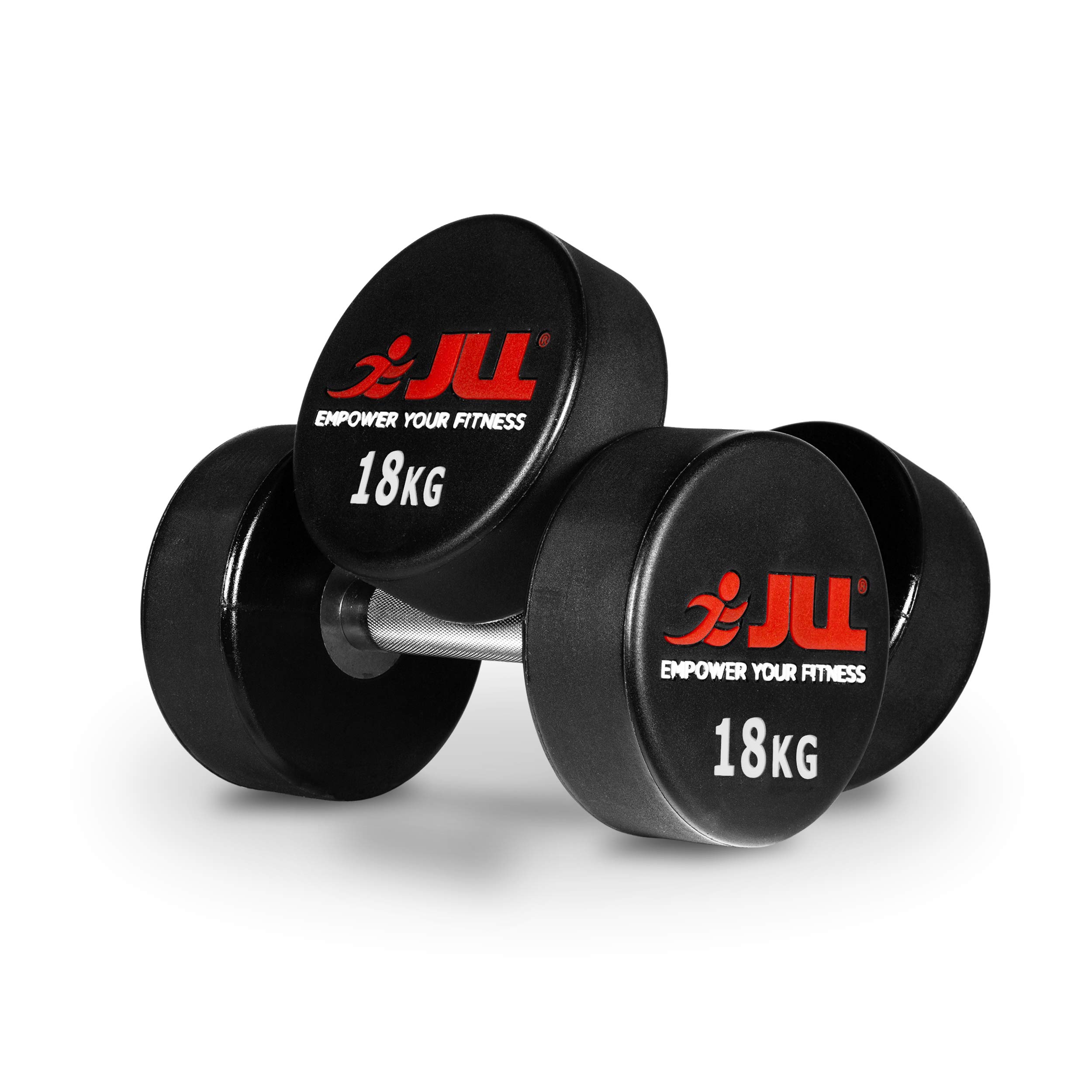 JLL PU Dumbbell, Commercial Grade Round Dumbbells, Hand Weights Pair Ideal for Strength Training at Home or Gym -2x18kg