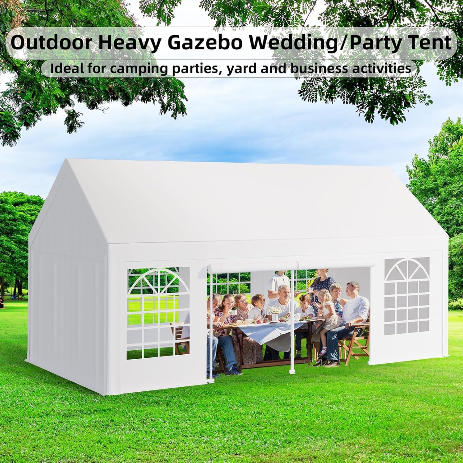 GarveeLife Outdoor Gazebo Tent for Events - 13 x 26 ft, Removable Sidewalls, 3 Storage Bags, Waterproof, Easy Setup, Ideal for Backyard Parties, Weddings, and Camping.